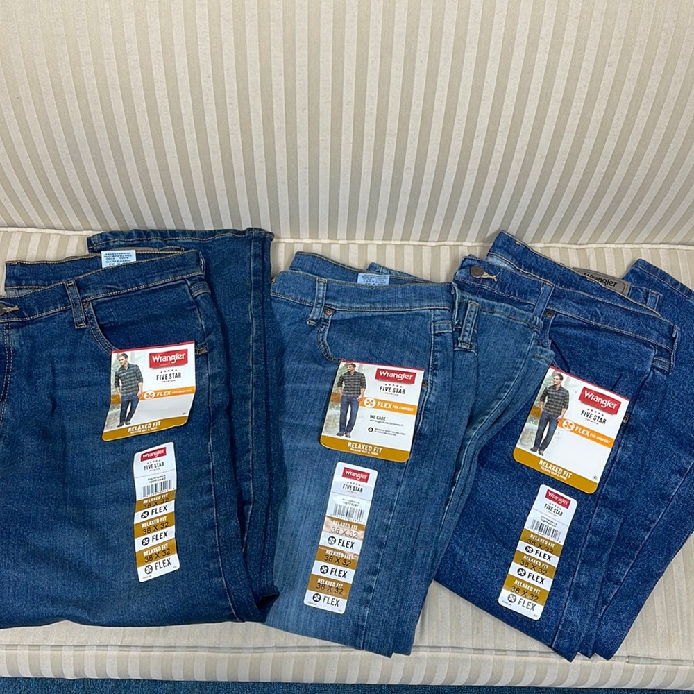 Wrangler Flex Relaxed Fit Jeans 3 Pair 38x32